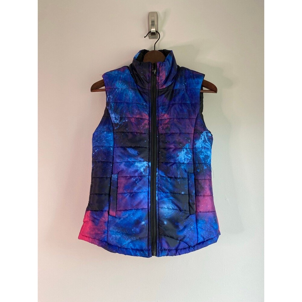 Rue21 Galaxy Print Puffer Vest in Blue, Purple, Pink